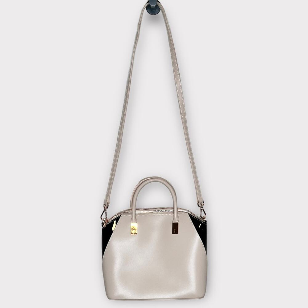TED BAKER Women's Ashlee Small Leather Tote Bag Camel - Blush Pink/Black Patent - Picture 3 of 9